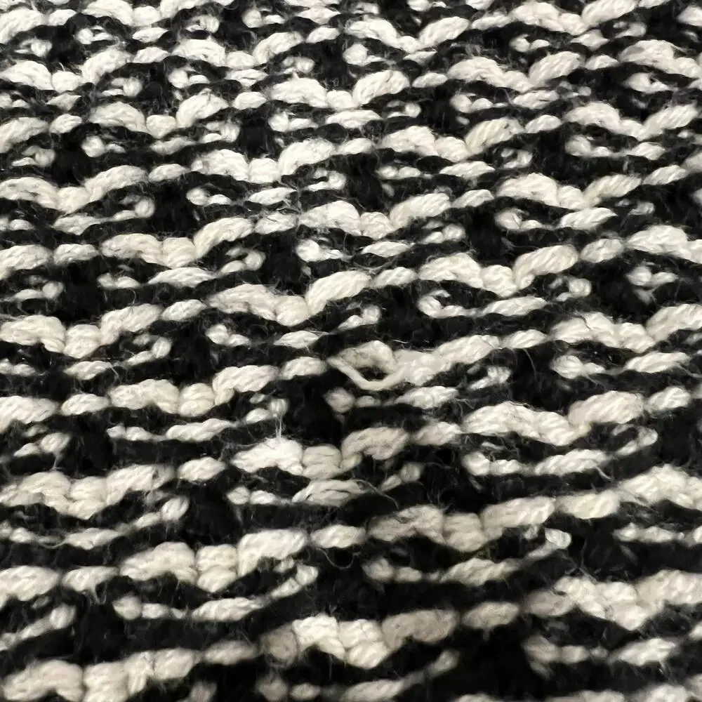 Talbots Open Front Chunky Cardigan Women's M Petite Black White Cotton Wool Blnd